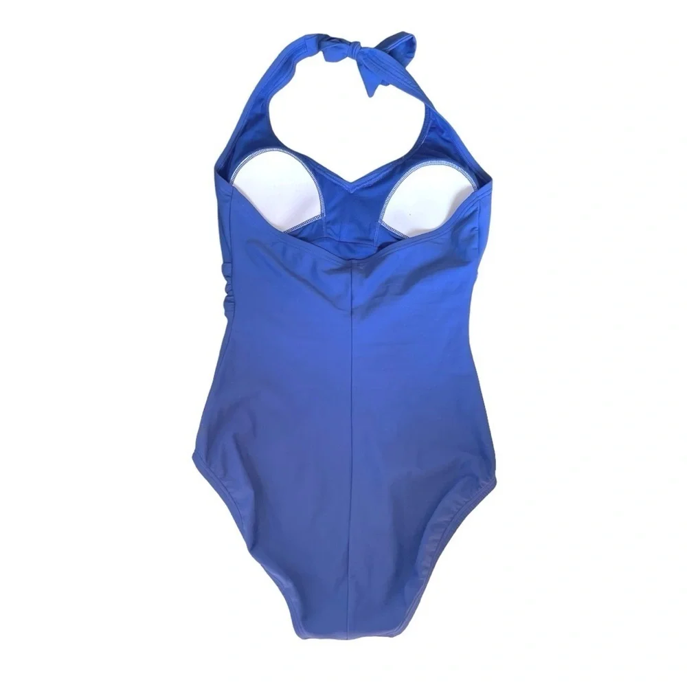 SPEEDO Halter One Piece Bathing Suit Royal Blue 6